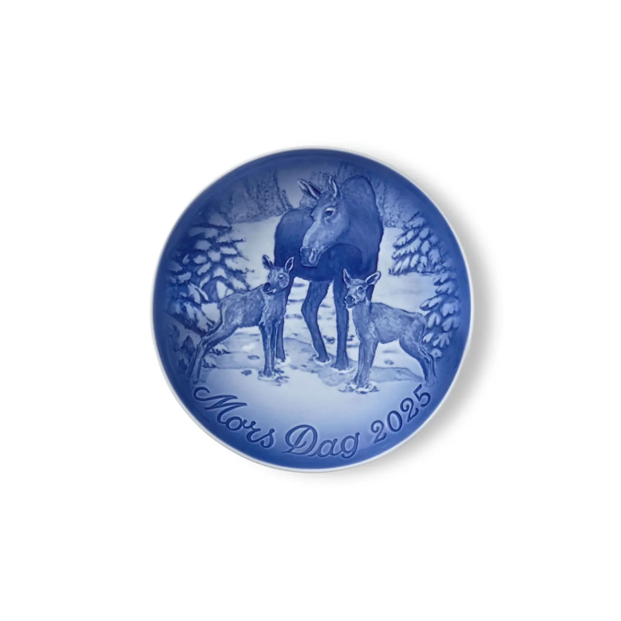 Bing & Grøndahl Mother's Day Plate 2025, Cow Moose with Calves, 15 cm