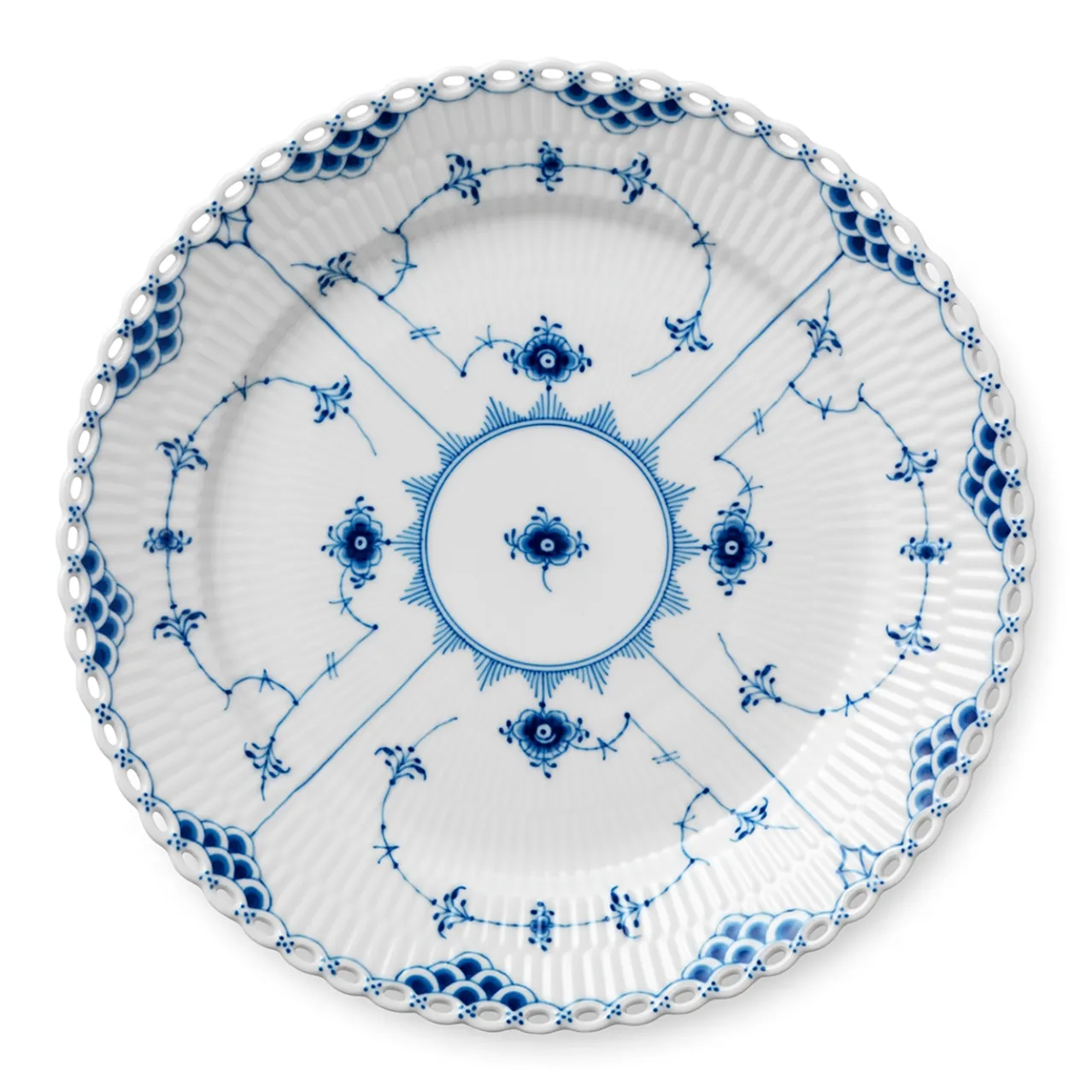 Blue Fluted Full Lace Plate, 27 cm