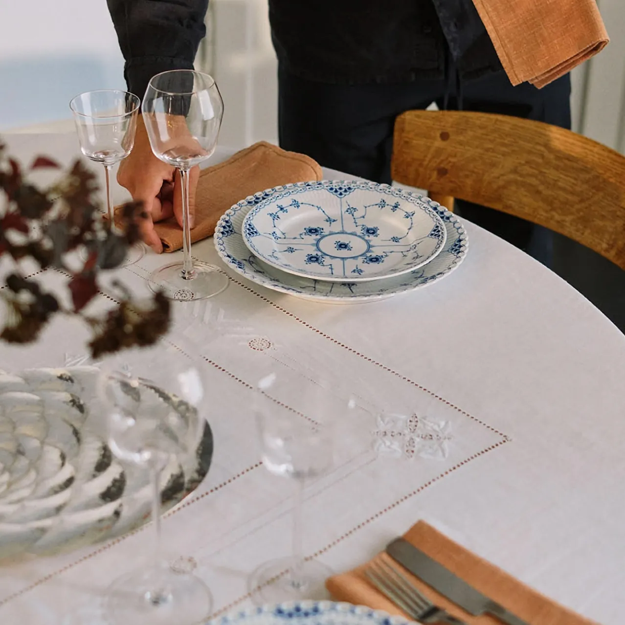 Blue Fluted Full Lace Plate, 27 cm