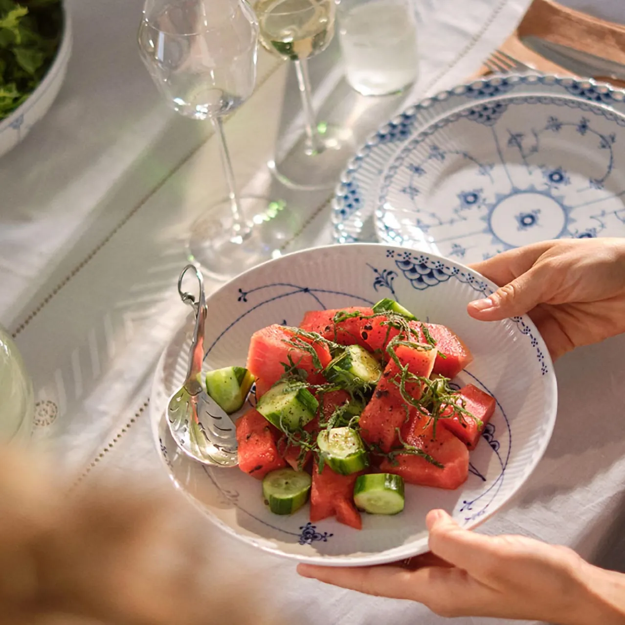 Blue Fluted Full Lace Plate, 27 cm