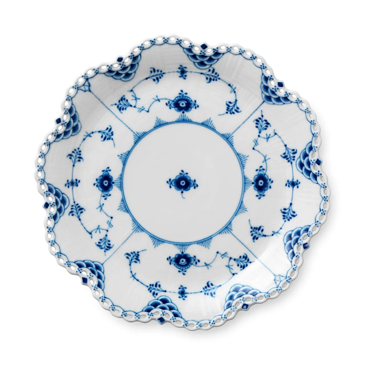 Blue Fluted Full Lace Dish, 25 cm