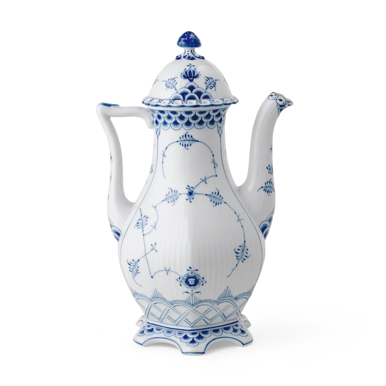 Blue Fluted Full Lace Coffee Pot, 150 cl