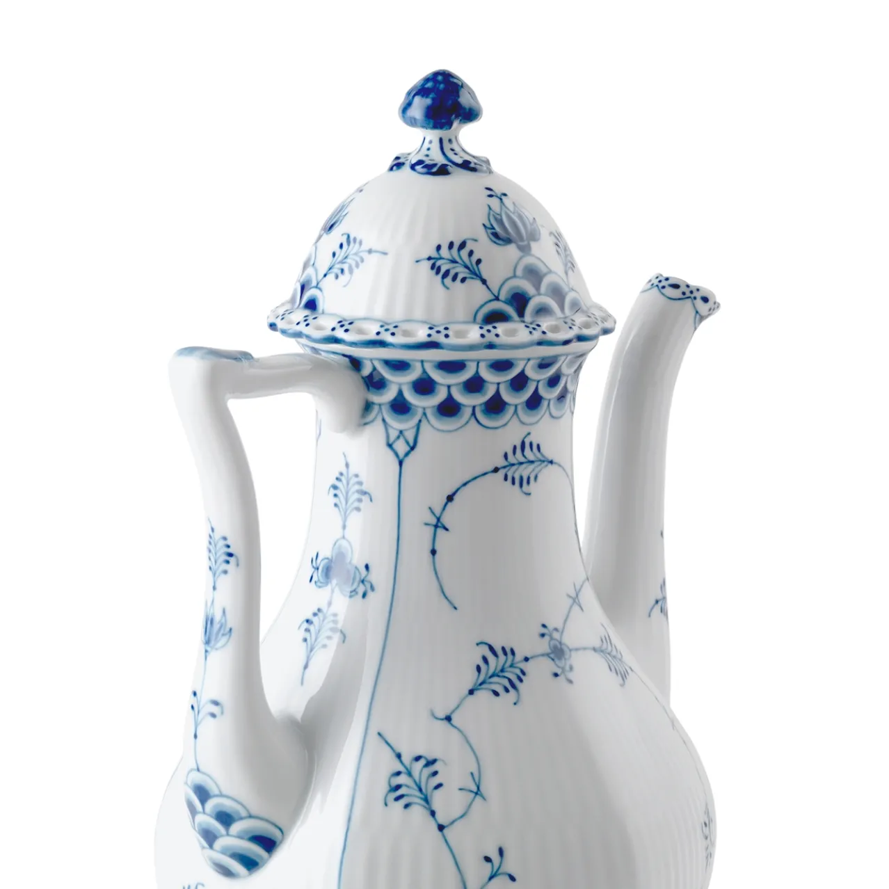 Blue Fluted Full Lace Coffee Pot, 150 cl
