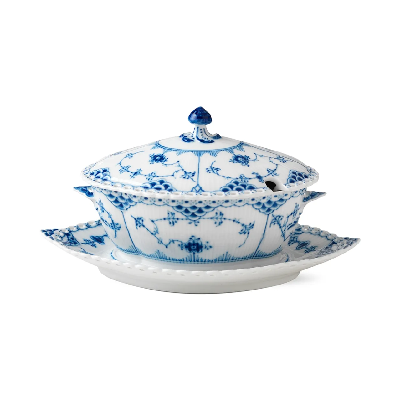 Blue Fluted Full Lace Sauce Boat, 40 cl