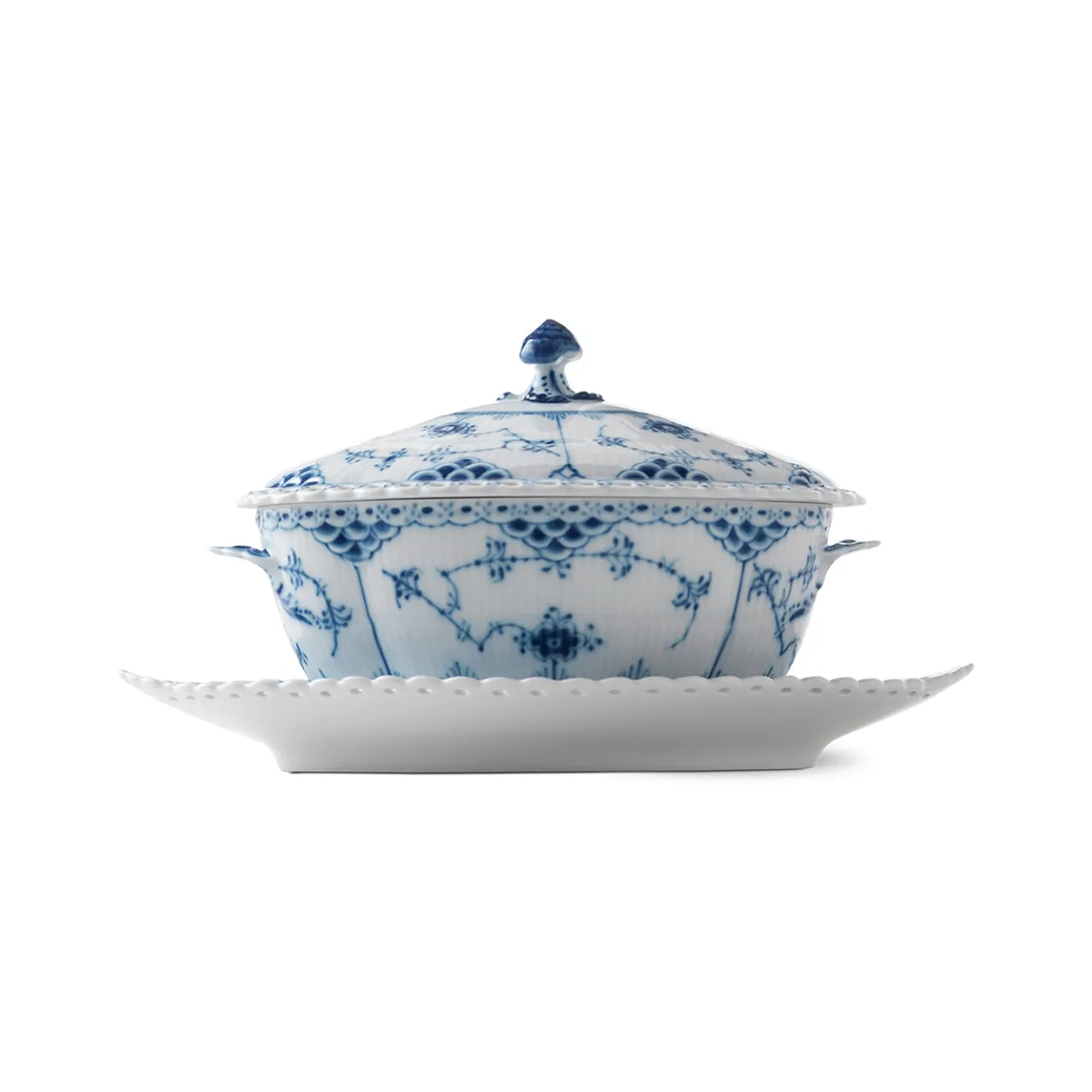 Blue Fluted Full Lace Sauce Boat, 40 cl