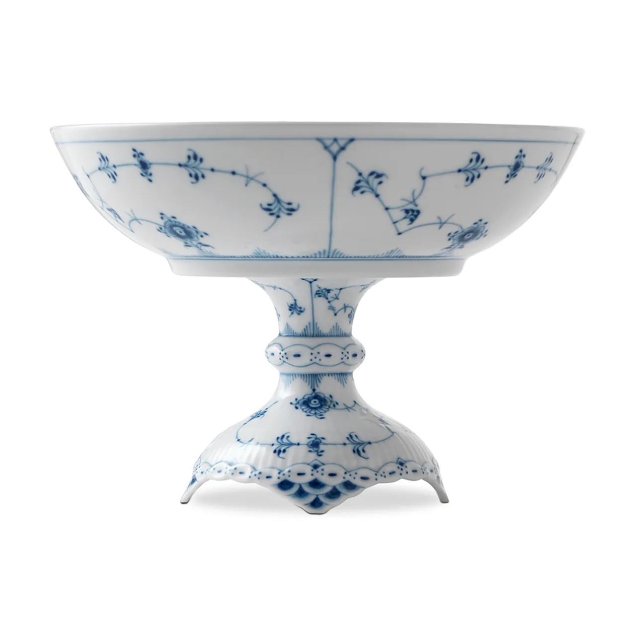 Blue Fluted Half Lace Bowl on High Foot, 80 cl