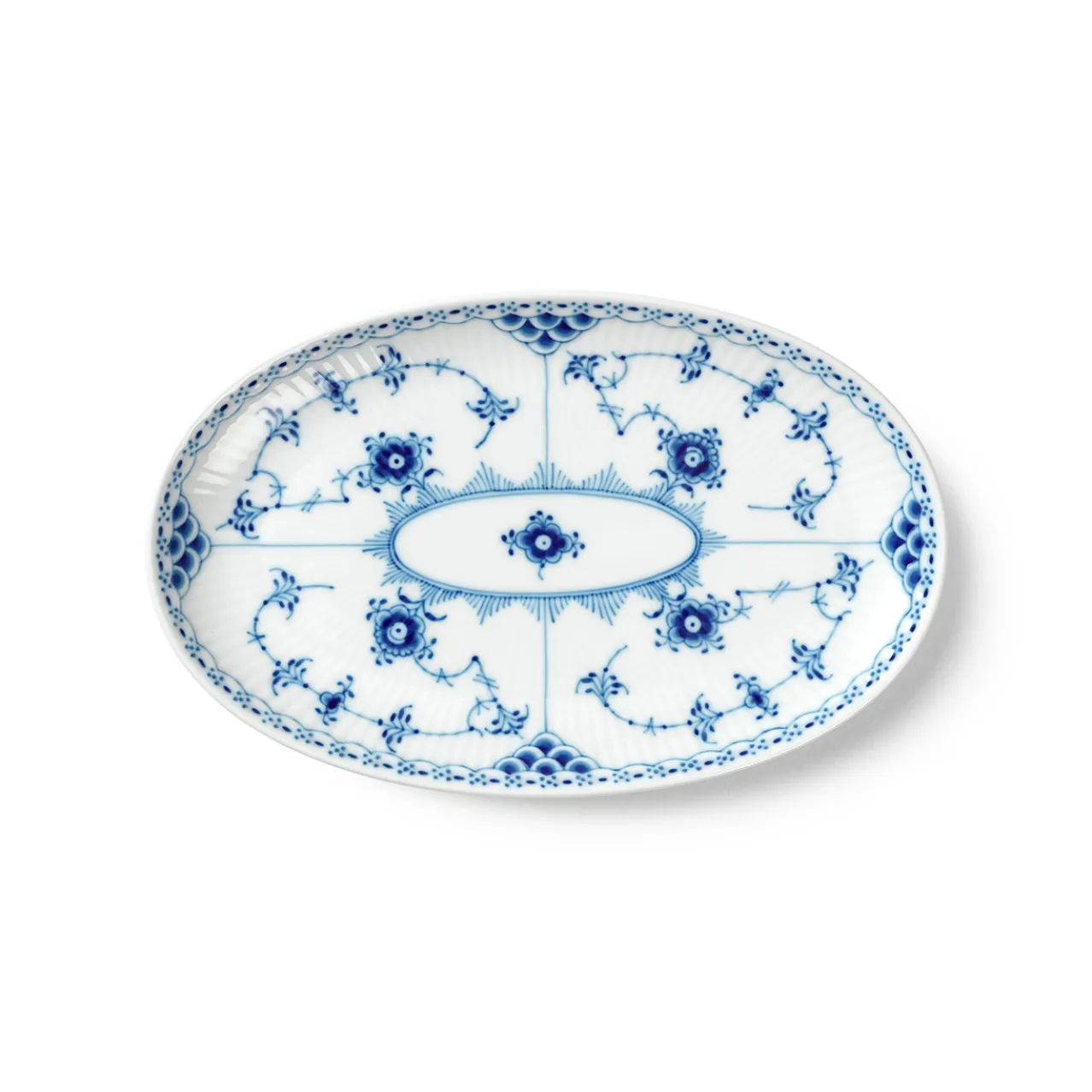 Blue Fluted Half Lace Assiette, 23.5 cm