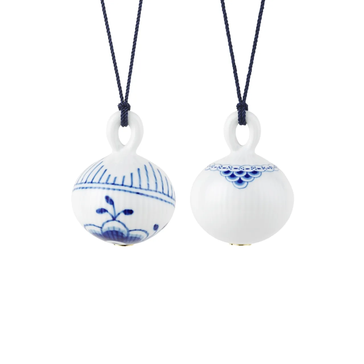 Blue Fluted Mega and Princess Christmas Bauble, 9.5 cm, 2 pcs