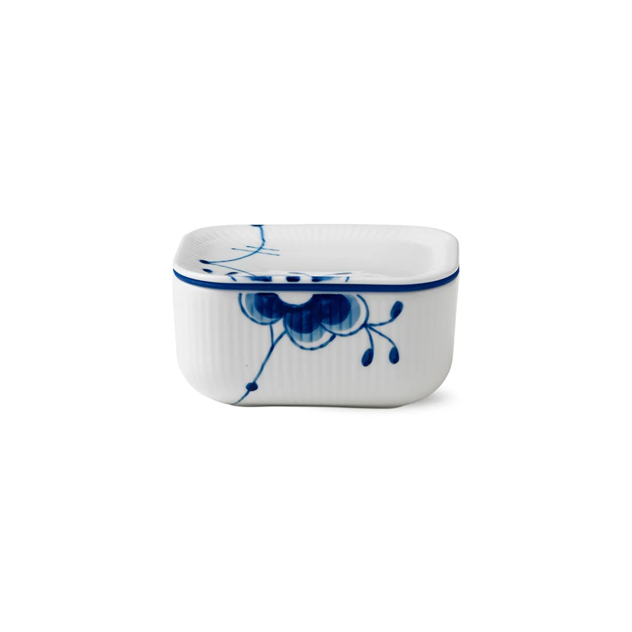 Blue Fluted Mega Butter Jar with Lid, 6.8 cm