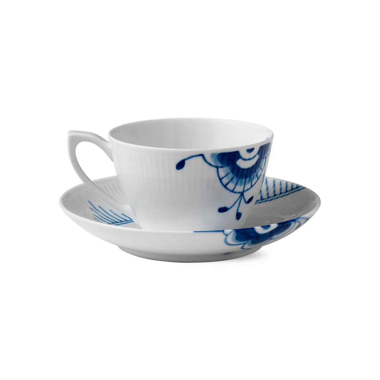 Blue Fluted Mega Cup and Saucer, 28 cl
