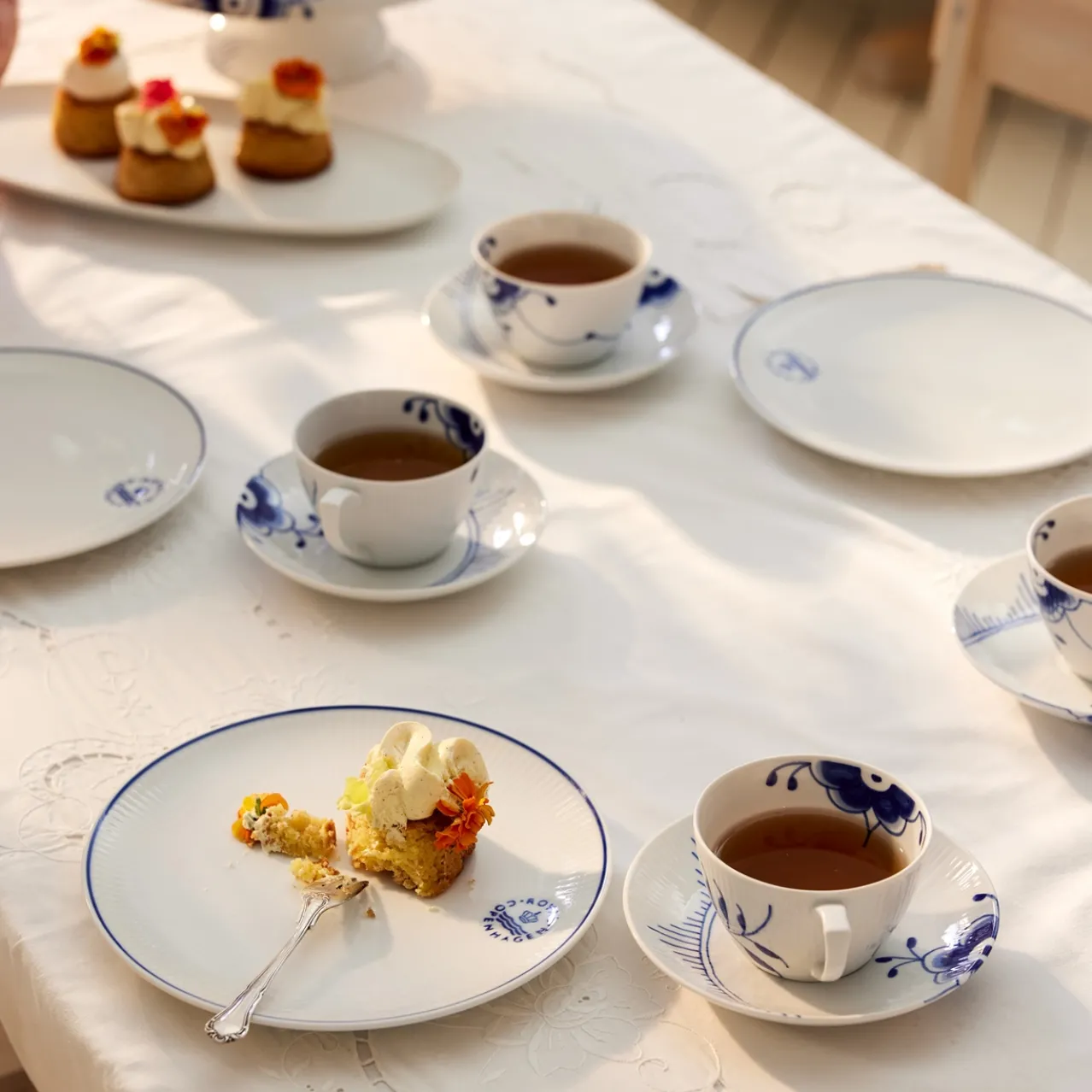 Blue Fluted Mega Cup and Saucer, 28 cl