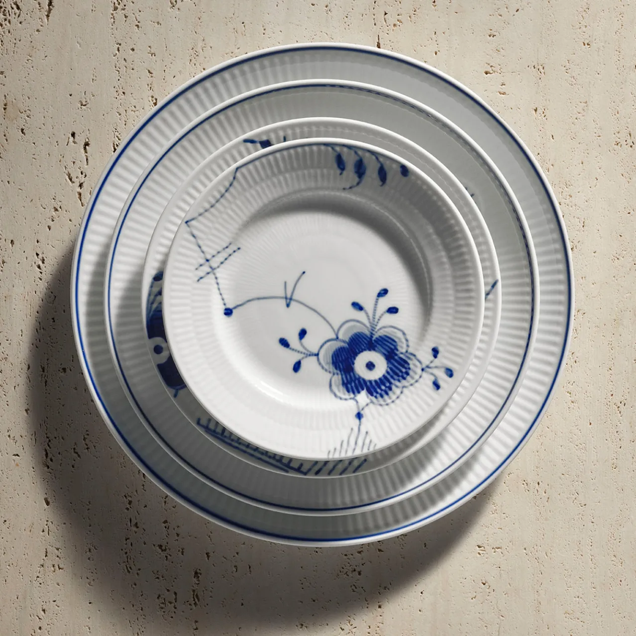 Blue Fluted Mega Plate, Decoration 6, 17 cm