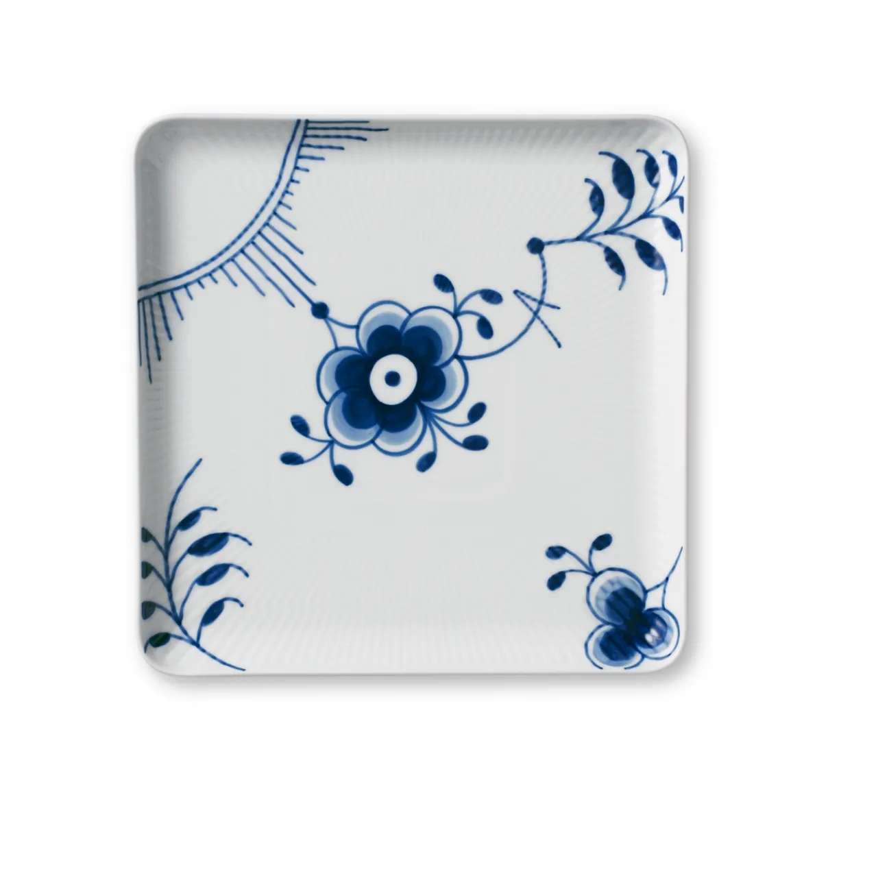 Blue Fluted Mega Square Plate, 20 cm