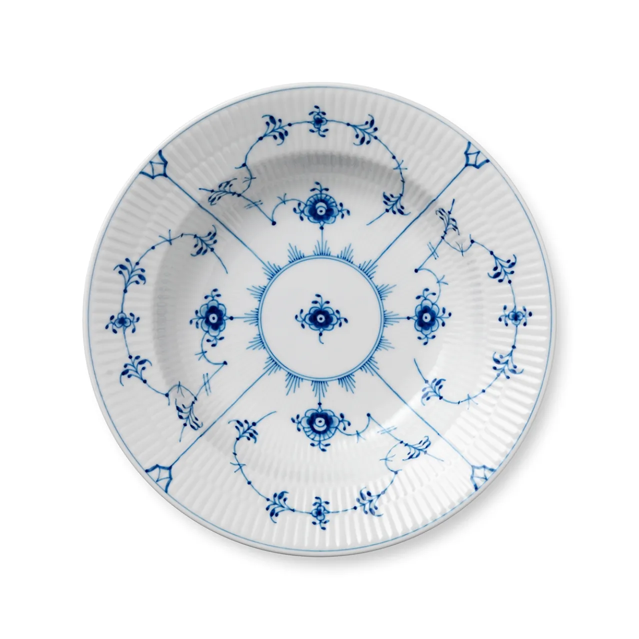 Blue Fluted Plain Deep Plate, 23 cm