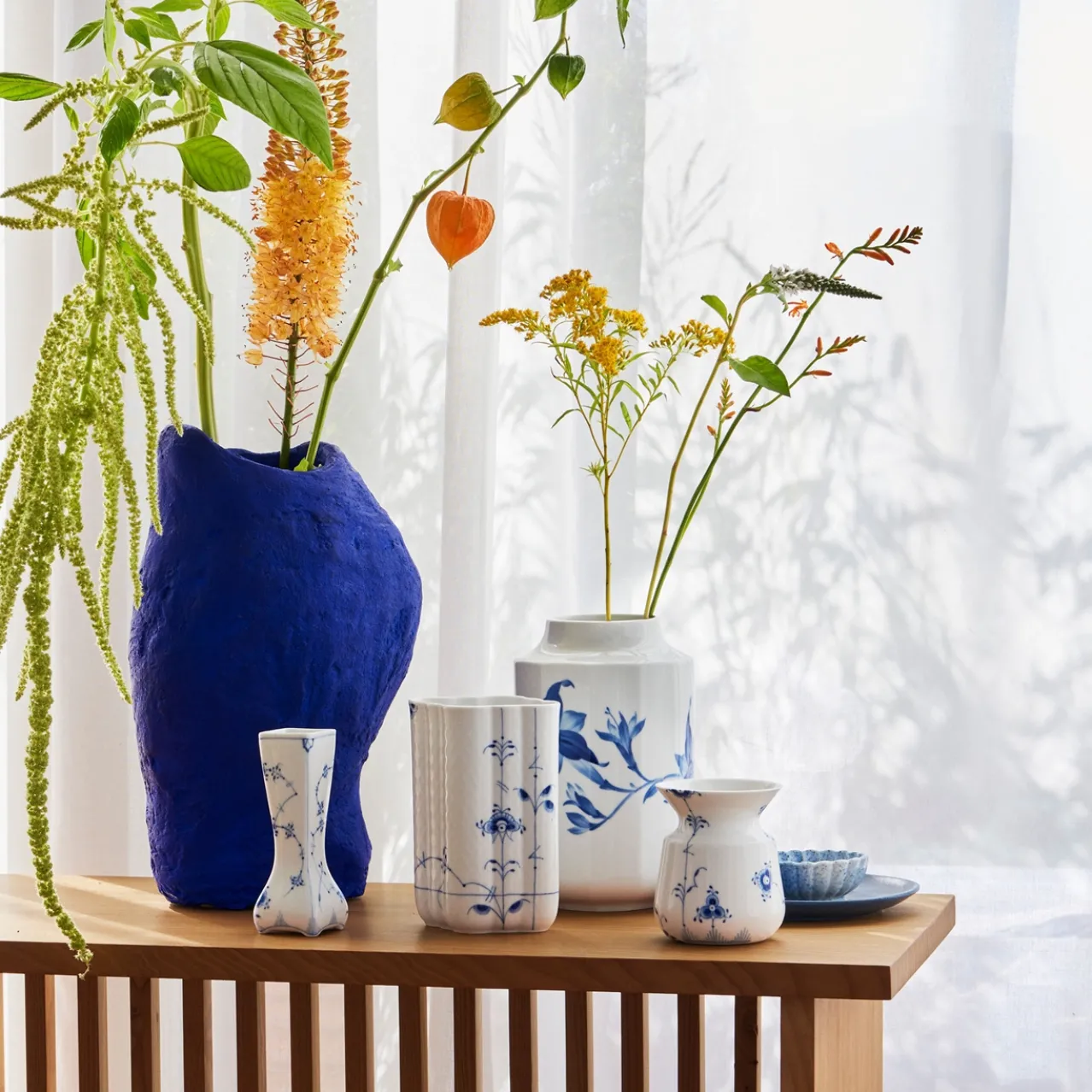 Blue Fluted Plain Vase, 12 cm