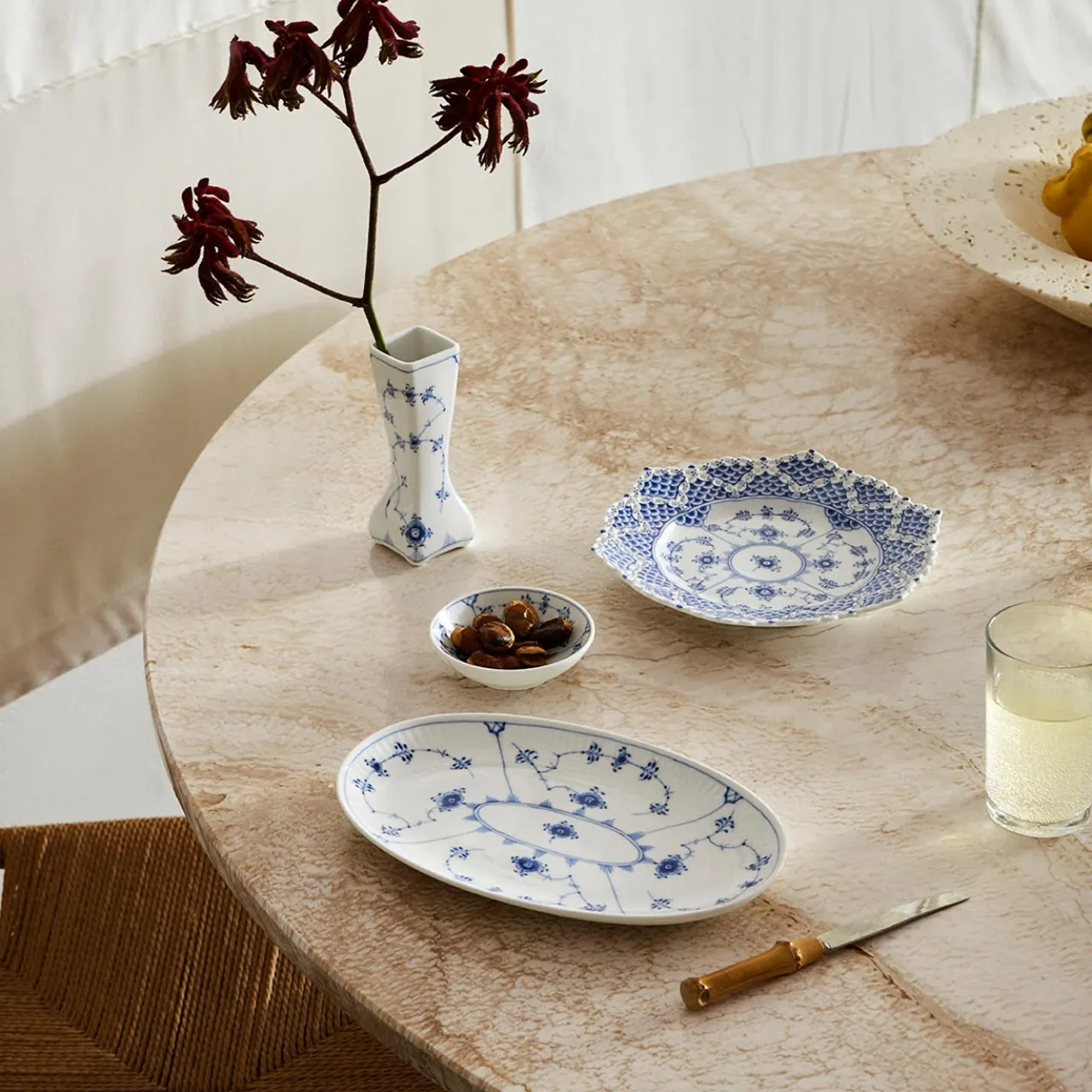 Blue Fluted Plain Vase, 12 cm