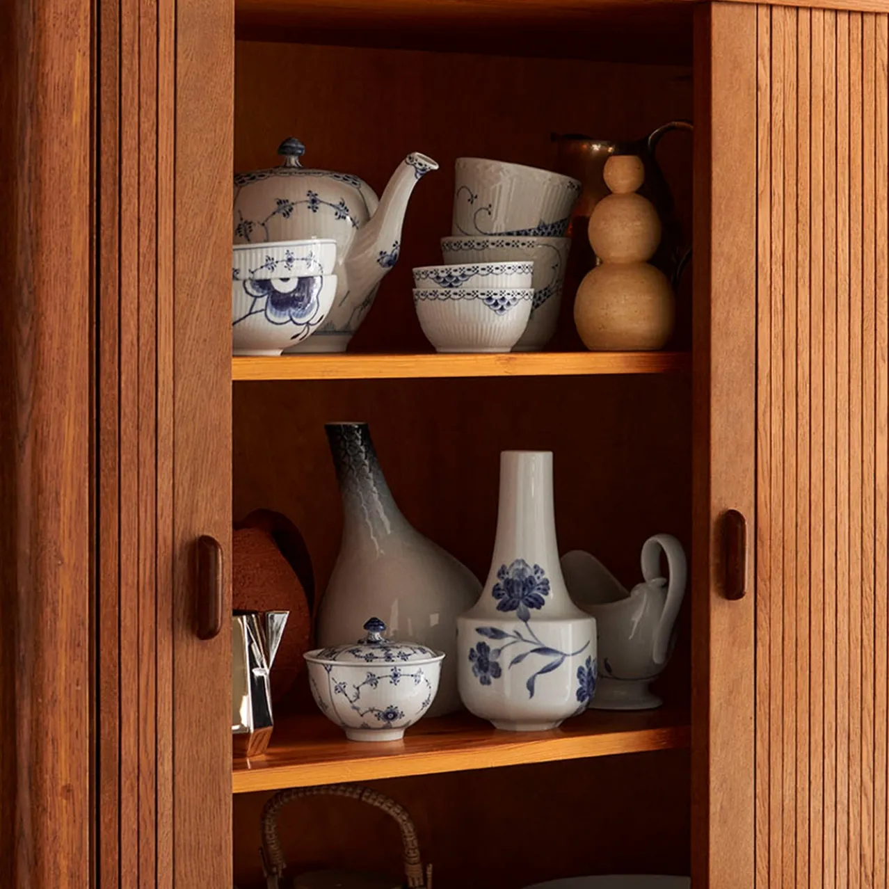 Blue Fluted Plain Sugar Bowl with Lid, 15 cl