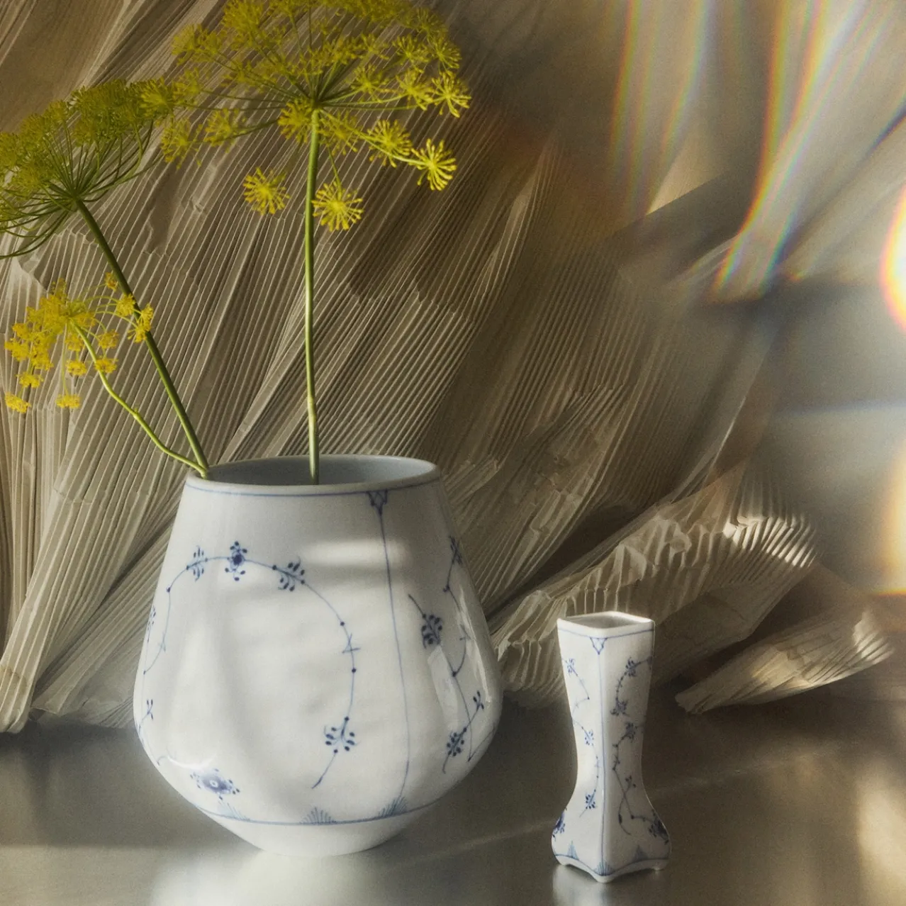 Blue Fluted Plain Vase, 20.5 cm