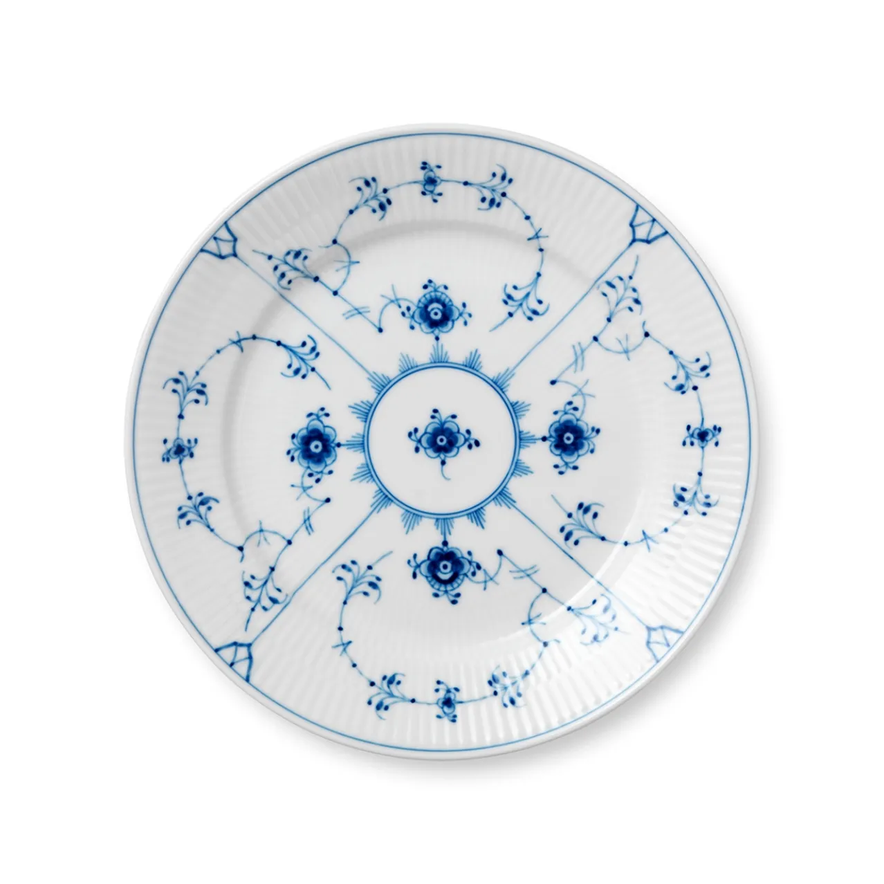 Blue Fluted Plain Plate, 22 cm
