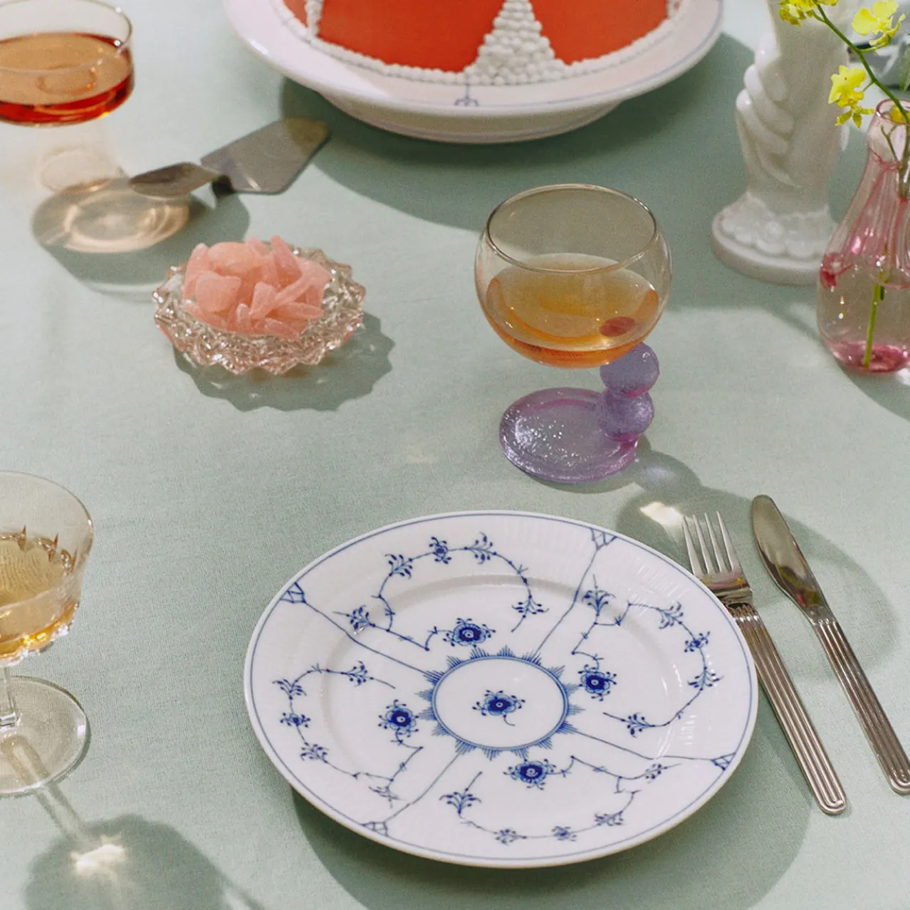 Blue Fluted Plain Plate, 22 cm