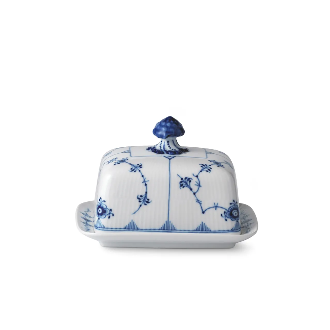 Blue Fluted Plain Butter Dish, 42 cl