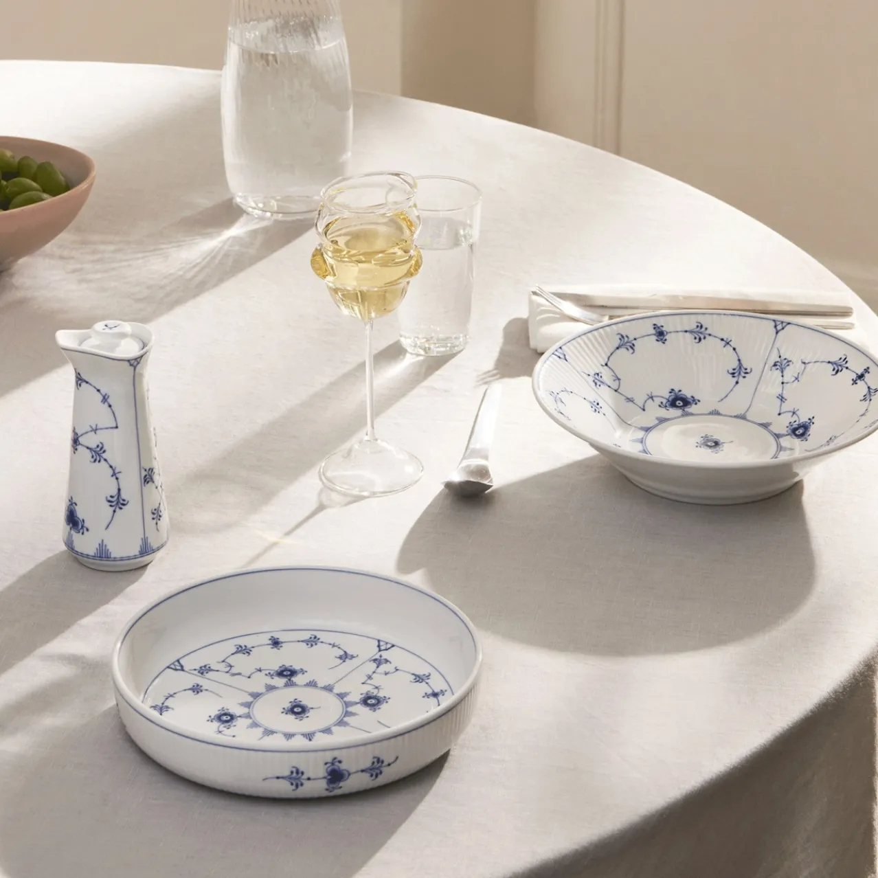 Blue Fluted Plain Deep Plate, 21 cm