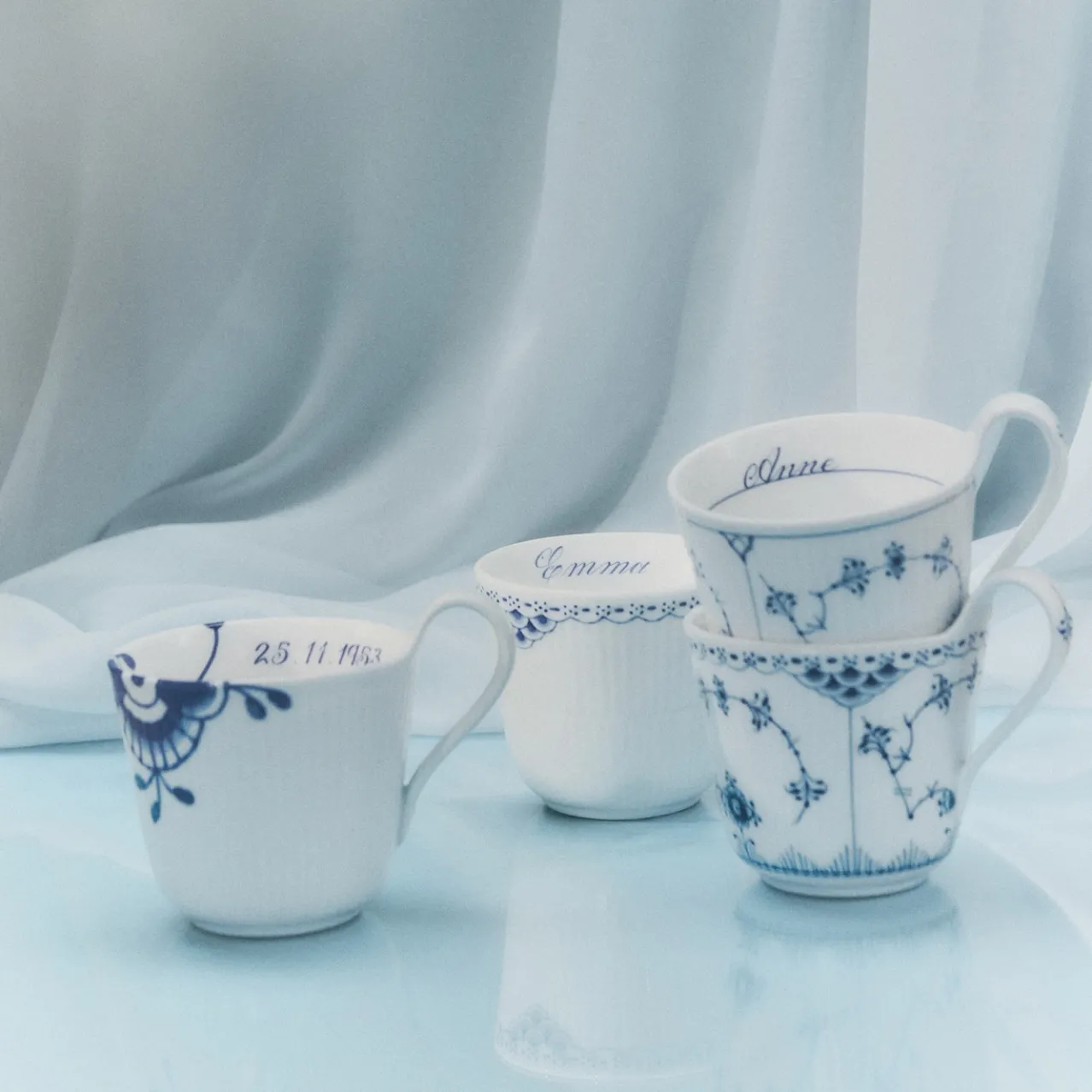 Blue Fluted Plain High Handle Cup, Bespoke, 33 cl