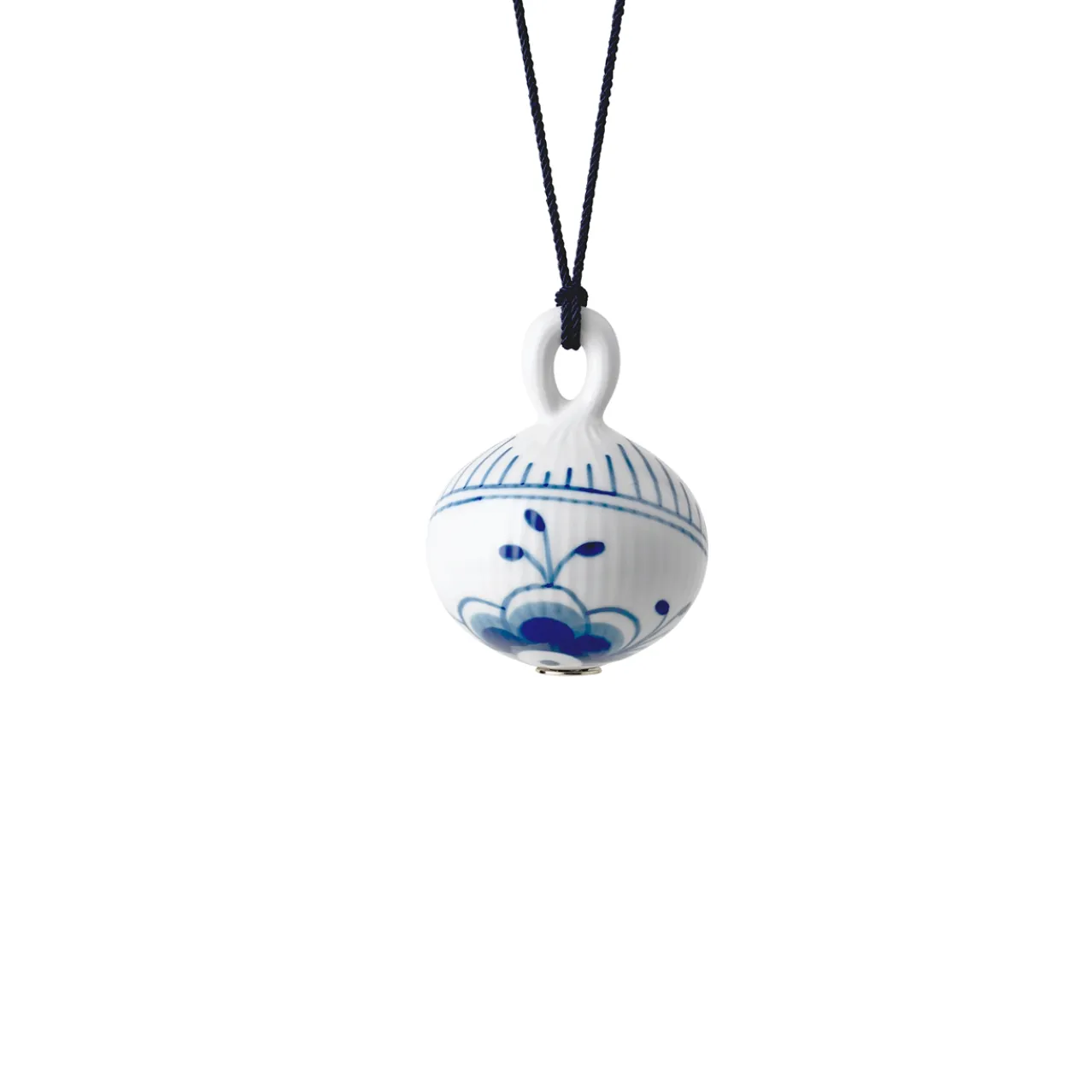 Blue Fluted Plain Christmas Bauble, 9.5 cm