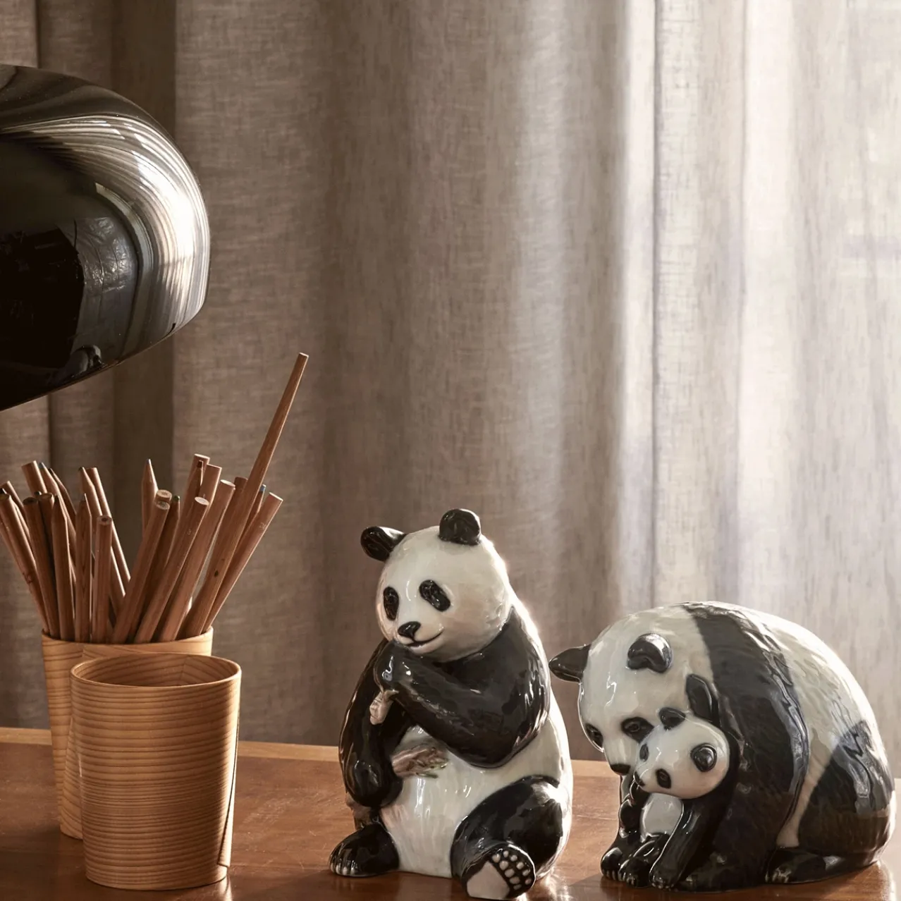 Figurines Panda with Cub, 13 cm