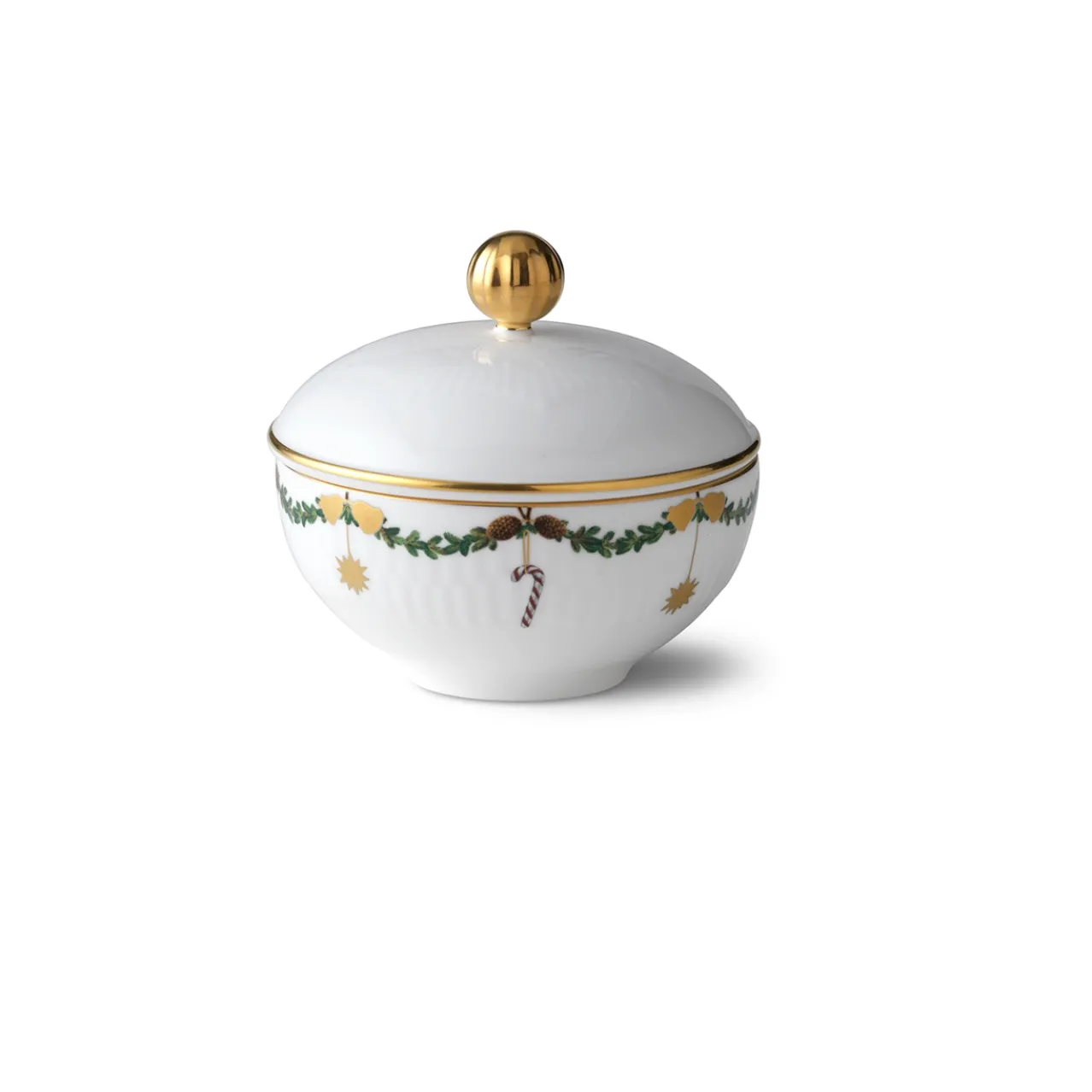 Star Fluted Christmas Sugar Bowl with Lid, 15 cl