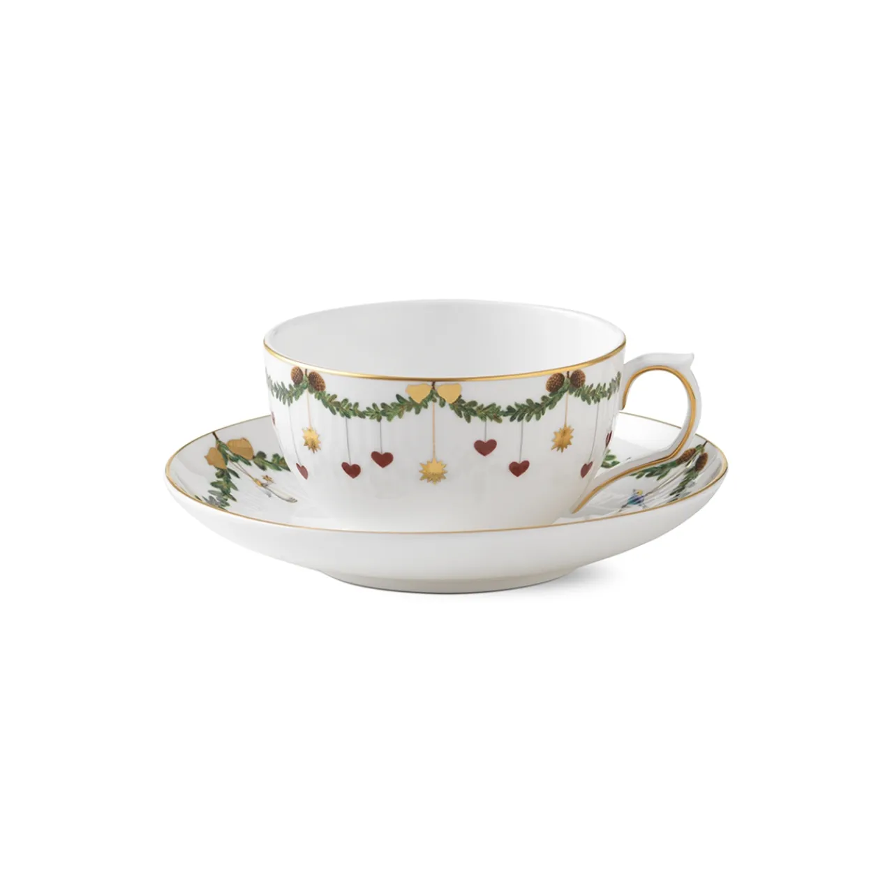 Star Fluted Christmas Cup and Saucer, 32 cl