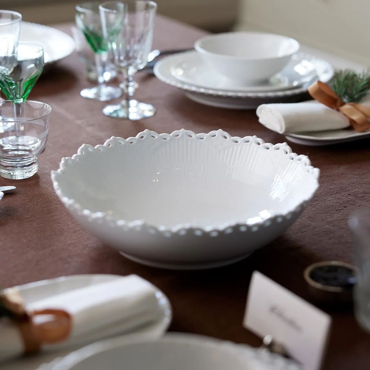 White Fluted Full Lace Bowl, 140 cl