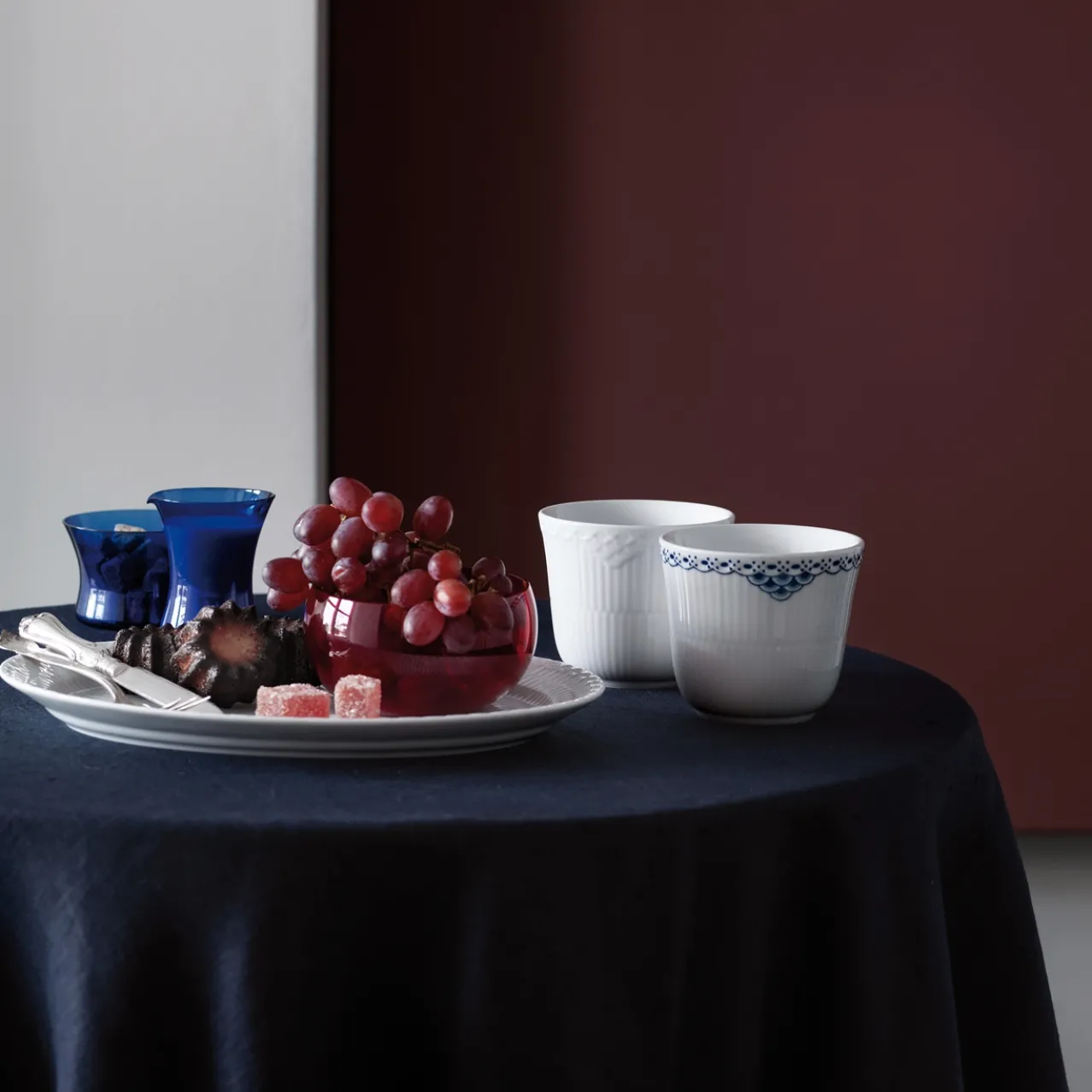 White Fluted Half Lace Dish, 28 cm