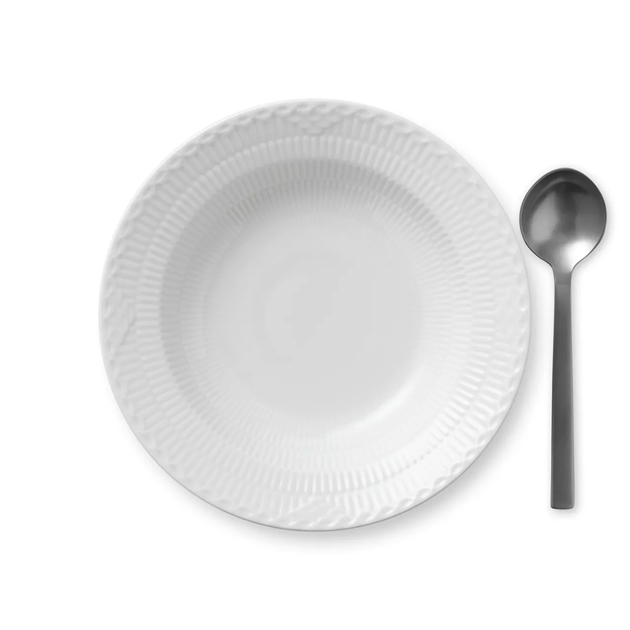 White Fluted Half Lace Deep Plate, 21 cm