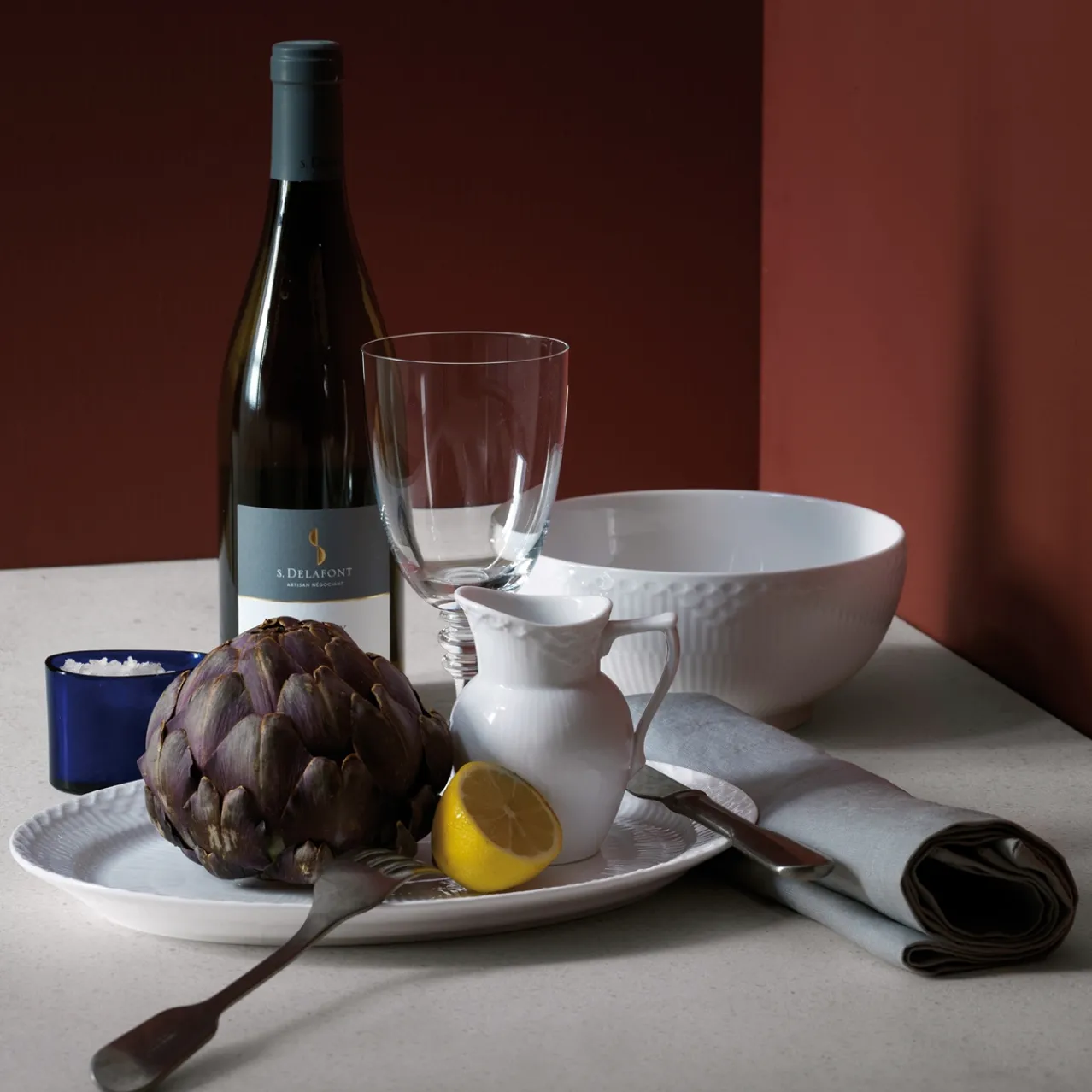 White Fluted Half Lace Bowl, 110 cl